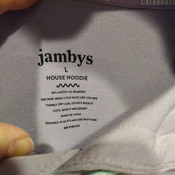 Jambys House Hoodie Women's Purple Modal Blend Comfy Pullover Shirt Sz L Slouchy - Picture 2 of 7